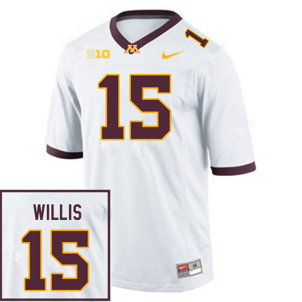 Men #15 Donald Willis Minnesota Golden Gophers College Football Jerseys Sale-White